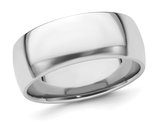 Mens Platinum Comfort Fit 8mm Lightweight Wedding Band Ring